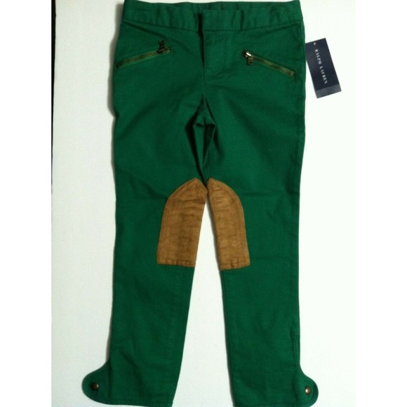 POLO RALPH LAUREN GIRLS NEW GREEN 97%COTTON CASUAL PANTS SIZE: 5
